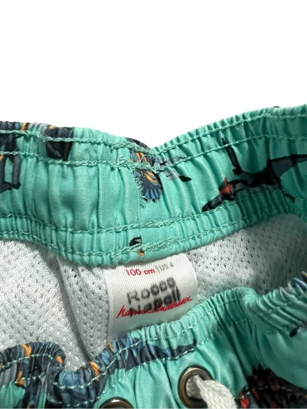 Hanna Andersson Sz 100 (4) Mint Dinosaur Print Swim Shorts